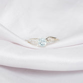 Aquamarine Engagement Ring, Sterling Silver Halo Infinity Band