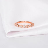 Art Deco Moissanite Wedding Band, Sterling Silver Milgrain Ring