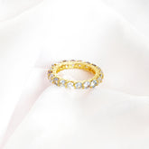 Aquamarine Full Eternity Band, Sterling Silver Stackable Ring