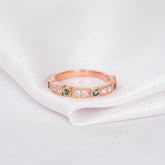 Emerald Moissanite Sterling Silver Band - Dainty Anniversary Ring