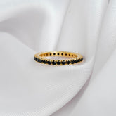 Black Onyx Eternity Band, 925 Sterling Silver Anniversary Ring