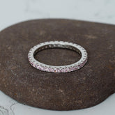 Morganite Eternity Band, 925 Sterling Silver Delicate Stackable Ring
