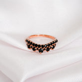 Black Onyx Crown Ring, 925 Sterling Silver Anniversary Band