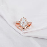 Moissanite Oval Engagement Ring Set, Art Deco Bridal, Sterling Silver