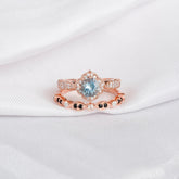 Aquamarine Ring Set, Black Onyx Band, Art Deco Sterling Silver