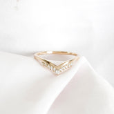 Chevron Moissanite Wedding Band, Sterling Silver V Ring, Anniversary Gift