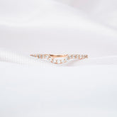 Moissanite Sterling Silver Curved Wedding Band, Minimalist Anniversary Stacking Ring
