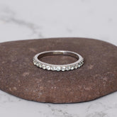 Moissanite Wedding Band, 925 Sterling Silver Pave Half Eternity Ring