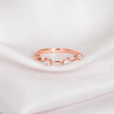 Moissanite Sterling Silver Wedding Band - Dainty Pave Eternity Ring