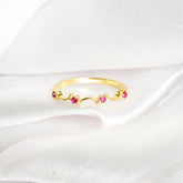 Ruby Wedding Band, Sterling Silver Pave Eternity Ring