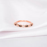 Black Onyx Sterling Silver Wedding Band with Moissanites