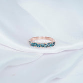 Blue Topaz Wedding Band, Sterling Silver Trilliant Cut Ring