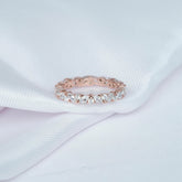 Aquamarine Eternity Band, Sterling Silver Marquise Stackable Ring