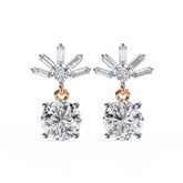Moissanite Dangle Earrings, 925 Sterling Silver Baguette Danglers