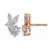 Moissanite Leaf Stud Earrings, Sterling Silver Dainty Anniversary Gift