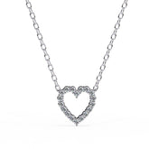 Sterling Silver Heart Necklace, Moissanite Pave Pendant, Love Gift