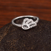Sterling Silver Angel Wing Ring, Cubic Zirconia Feather Jewelry