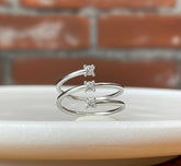 Sterling Silver Spiral Ring | Three Stone Cubic Zirconia Bypass