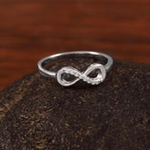 Sterling Silver Infinity Ring, Cubic Zirconia Pave, Minimalist Promise Ring