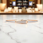 Handmade Moissanite Bangle Bracelet, 925 Sterling Silver Cuff