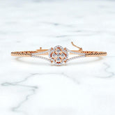 Handmade Moissanite Sterling Silver Bangle Bracelet, Anniversary Gift
