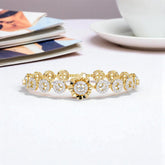 Handmade Moissanite Flower Bangle, 925 Sterling Silver Bridal Bracelet