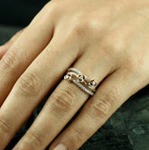 Moissanite Flower Ring • Two-Tone Sterling Silver Floral Band