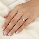 Moissanite Double Row Sterling Silver Band, Dainty Pave Eternity Ring