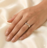 Two Tone Moissanite Sterling Silver Band, Eternity Pave Anniversary Ring