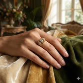 Vintage Floral Moissanite Ring, Art Deco Sterling Silver Anniversary Gift