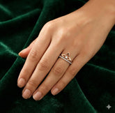 Moissanite Flower Ring • Sterling Silver Petal Crown, Anniversary Gift