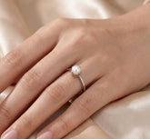 Pearl Engagement Ring, 925 Sterling Silver, Round Freshwater Pearl