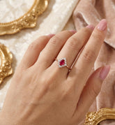Oval Pink Ruby Engagement Ring, Halo Moissanite, 925 Sterling Silver