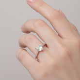 Heart Moonstone Ring, 925 Sterling Silver, Vintage Halo Engagement