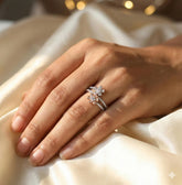 Sterling Silver Flower Ring, Moissanite Pave, Dainty Floral Stacking