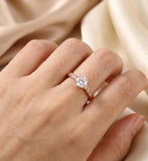 Sterling Silver Moissanite Engagement Ring, Dainty Boho Wedding Band, Proposal Bridal Ring