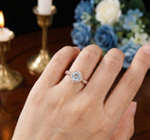 Aquamarine Ring, Sterling Silver Flower Halo, Vintage Style