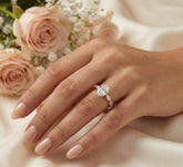 Oval Moissanite Engagement Ring, Rose Gold, Wedding, Promise, Anniversary Gift