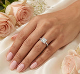 Princess Cut Moissanite Engagement Ring, Sterling Silver Wedding, Promise Gift