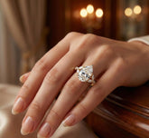 3ct Pear Moissanite Engagement Ring, Sterling Silver Art Deco Eternity Band