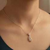 Moissanite Teardrop Necklace In 925 Sterling Silver, Dainty Bridal Wedding Sparkly Pear Pendant Necklace