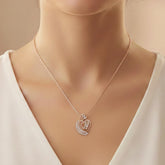 Sterling Silver Moissanite Double Heart Necklace Romantic Pendant Anniversary Gift for Her