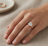 Round Cut Moissanite Solitaire Ring, 925 Sterling Silver Dainty Band