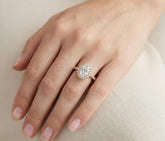 Oval Moissanite Engagement Ring, Sterling Silver, Art Deco Wedding Band, Dainty Promise Ring