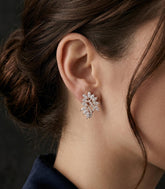 Nature Inspired Leaf Moissanite Stud Earrings, 925 Sterling Silver Marquise Vine Bridal Earrings