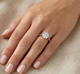 Pave Set Round Moissanite Engagement Ring, 925 Sterling Silver Wedding Band