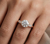 Tapered Baguette Round Moissanite Engagement Ring, 925 Sterling Silver Bridal Band