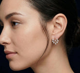 Pear Cut Moissanite Earrings, 925 Sterling Silver Ear Jackets, Modern Bridal Fan Shape