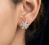 Floral Moissanite Stud Earrings, 925 Sterling Silver Flower Sparkle, Elegant Small Cluster
