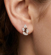 Curved Moissanite Vine Crawler Earrings, 925 Sterling Silver Floral Leaf Stud Earrings